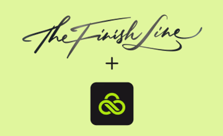 The finish line and LucidLink logos