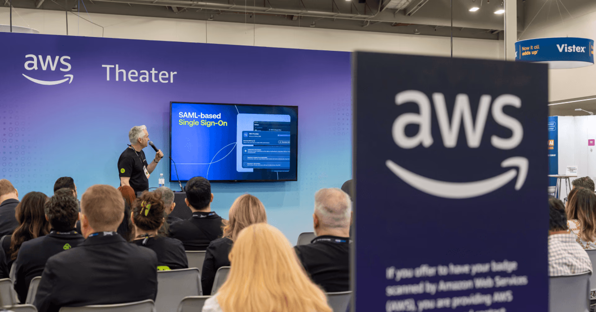 Alex Ferris presenting at AWS theater