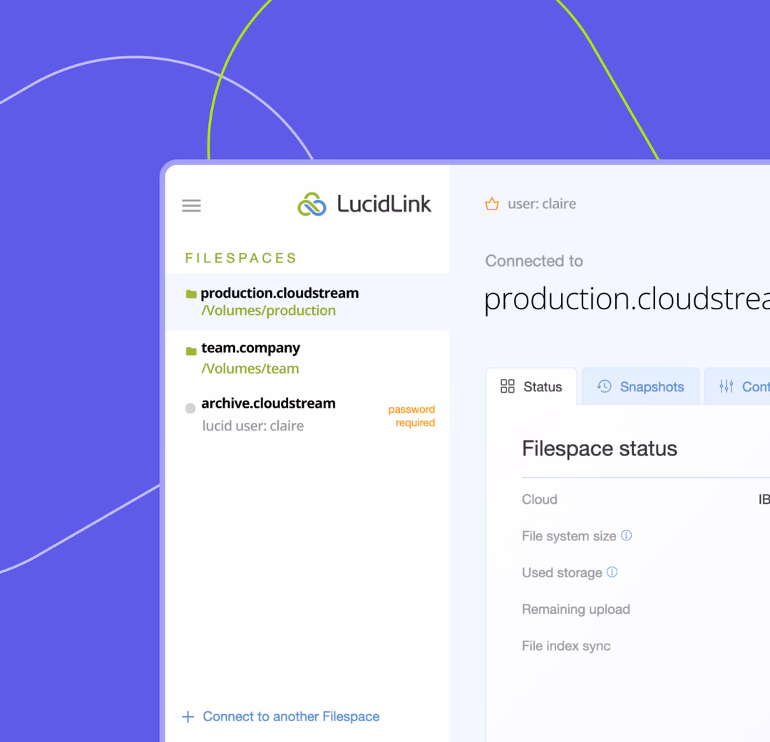 Lucidlink Classic app with listed filespaces