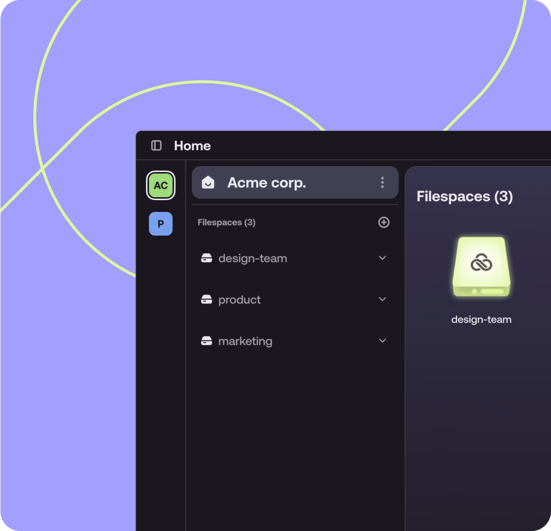 Lucidlink app with listed filespaces and workspaces