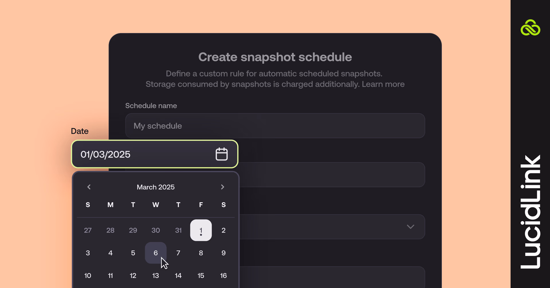 Custom snapshot schedules in LucidLink