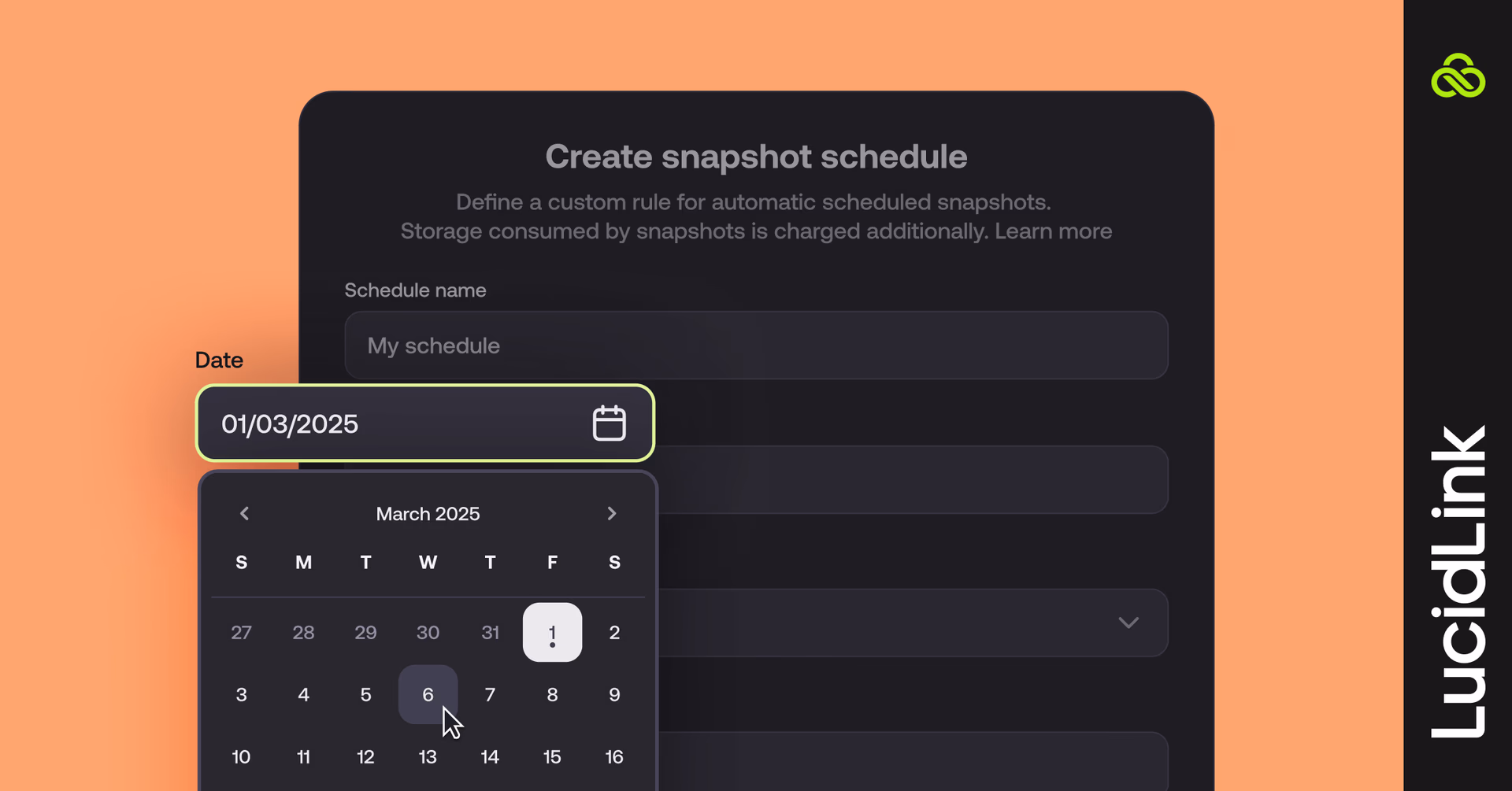 LucidLink snapshot schedule